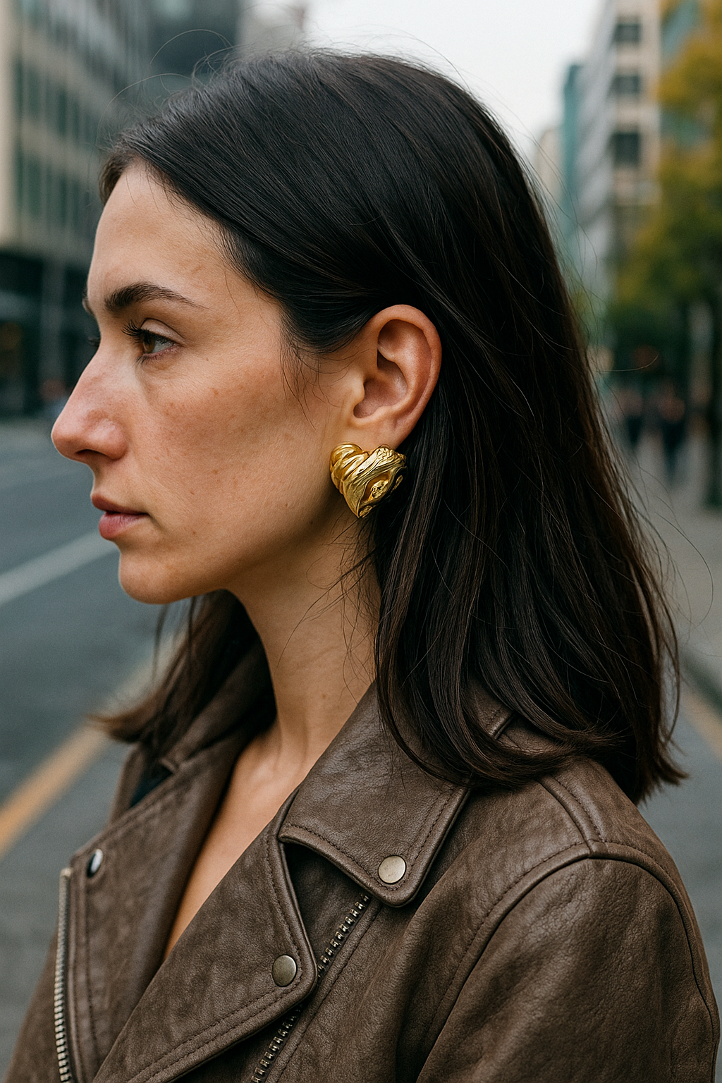 gold earrings heart