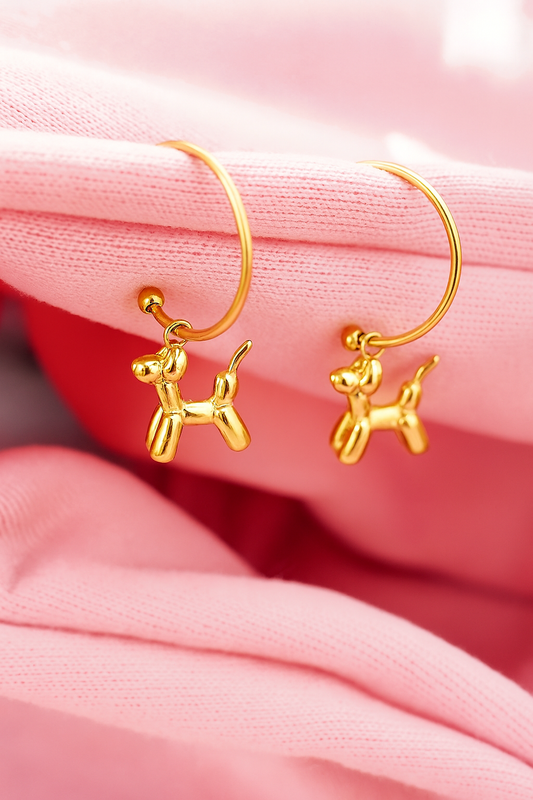 Gold dog-shaped earrings 
